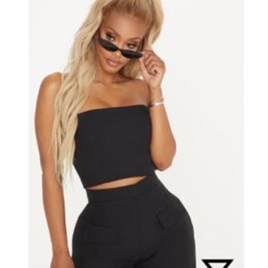 Shape black cargo bandeau crop top